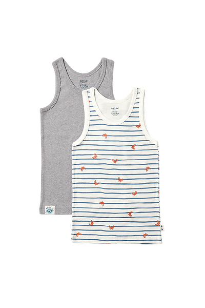 unisex Singlets Duo Singlets ° Crab Stripes // Grey